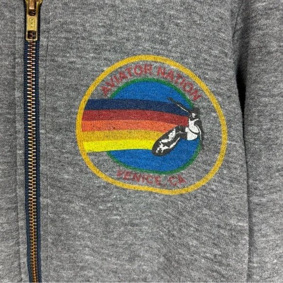 Aviator Nation Zip Hoodie Grey Size 6 - Picture 3 of 10